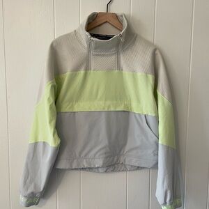 Under Armor Women’s Funnel Neck Scuba Pull-Over, Light Grey/Lemon Neon